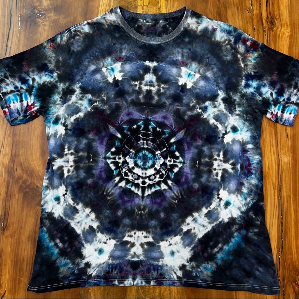Custom Tie Dye (ice dye) mandala using new Jockey XL T-Shirt